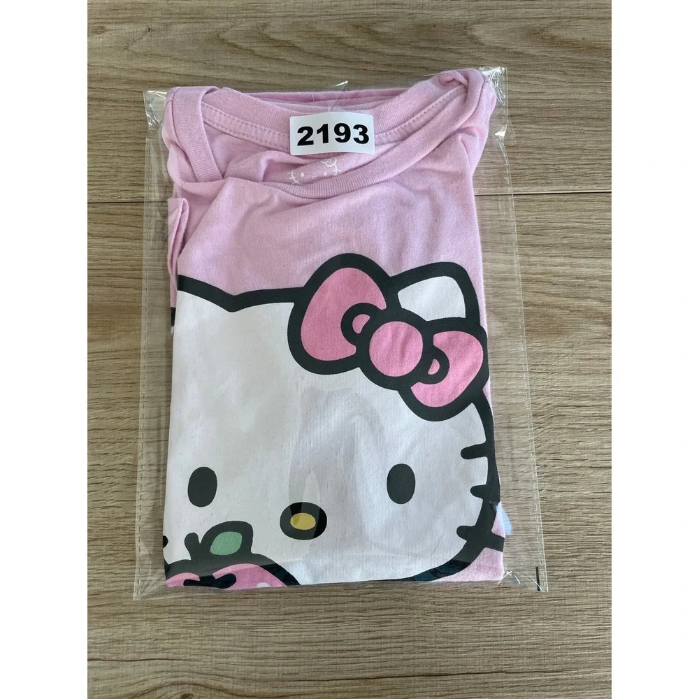 Hello Kitty Tee Girls S 6 Pink T Shirt Sanrio Short Sleeve Top 90s Y2K Kidcore